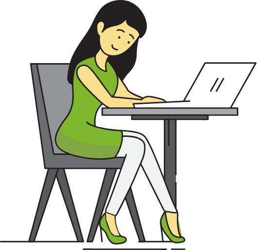 illustation of a woman working at a laptop illustation of a woman working at a laptop